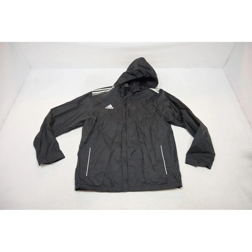 Adidas Track Jacket Dark Blue Striped Performance Full Zip Athletic Mens Large‎